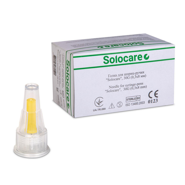 Голка для шприц-ручки «Solocare», 30G (0,3x8 мм ) 100 / штук - изображение 1