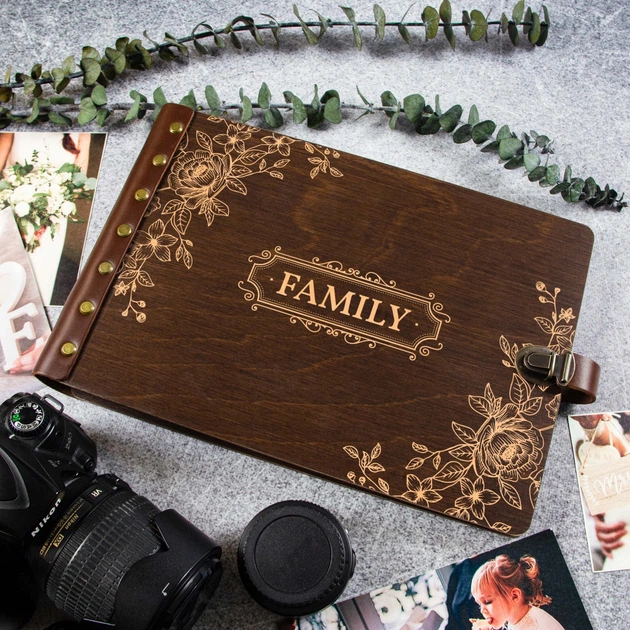 Фотоальбом "Family", 40 листов, А4, Темное дерево, WOODPRESENT - изображение 2