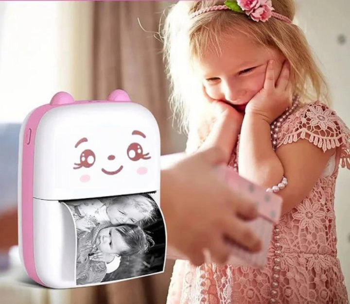 Портативный аккумуляторный карманный мини принтер с термопечатью Bluetooth Portable Mini Printer А8С Розовый - изображение 2