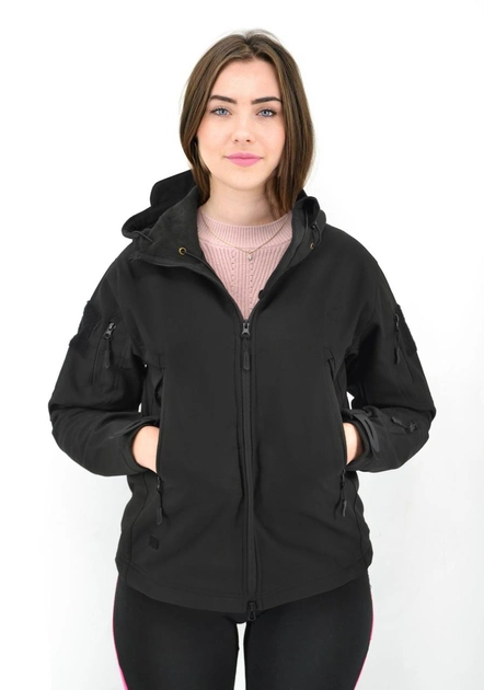 Женская тактическая куртка Eagle Soft Shell с флисом М Black (AW010796) - изображение 2