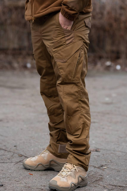 Чоловічі тактичні штани «Kayman Military» койот із посиленими зонами та накладними кишенями Rip-stop 32/32 - зображення 2