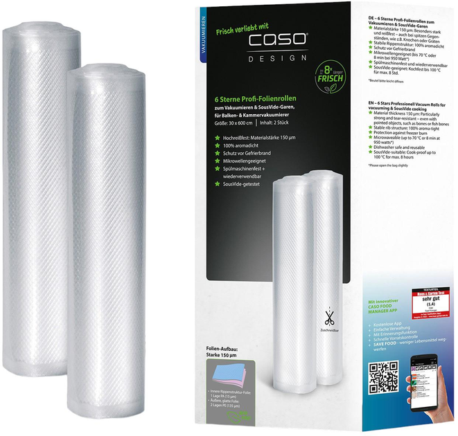 Змінна плівка до вакуумного пакувальника Caso 30 x 600 см 2шт (01248) - зображення 1