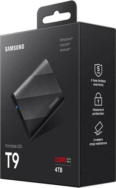 SSD накопитель Samsung T9 4TB (MU-PG4T0B), Portable SSD, USB 3.2