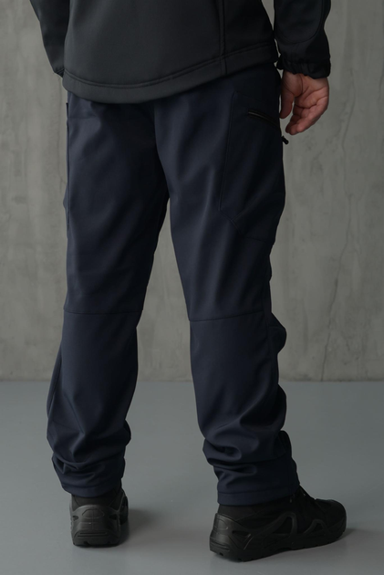 Мужские темно-синие брюки ДСНС SoftShell на флисе с высокой посадкой S - изображение 2