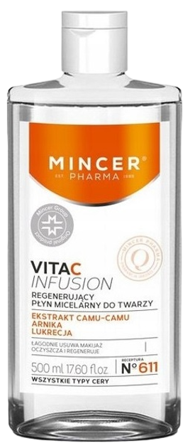 Міцелярна вода для обличчя Mincer Pharma Vita C Infusion регенеруюча № 611 500 мл (5902557263844) - зображення 1