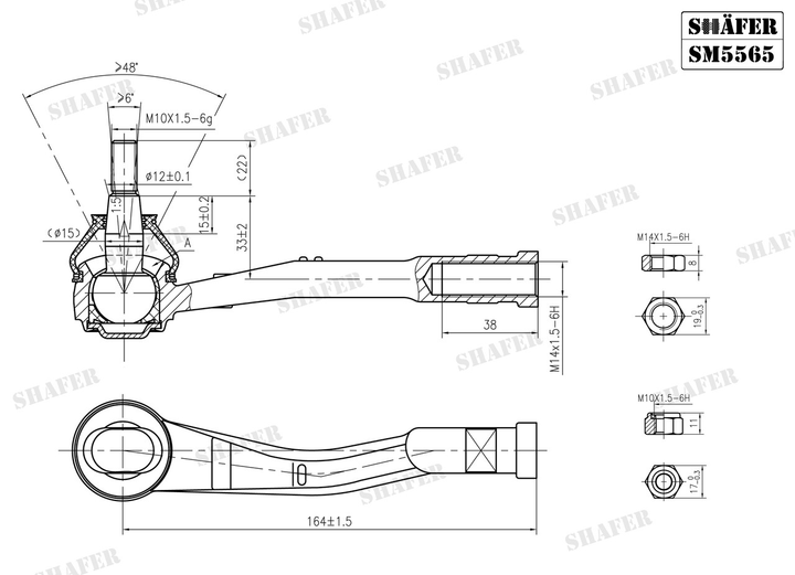 Рулевой наконечник Citroen Berlingo, C4, 307, 508, Partner, 99-, правый SM5565 Shafer - изображение 2