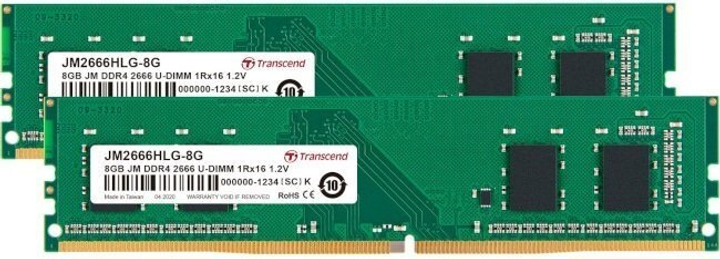 Pamięć RAM Transcend DDR4-2666 16384MB PC4-21300 (Kit of 2x8192) (JM2666HLG-16GK) - obraz 1