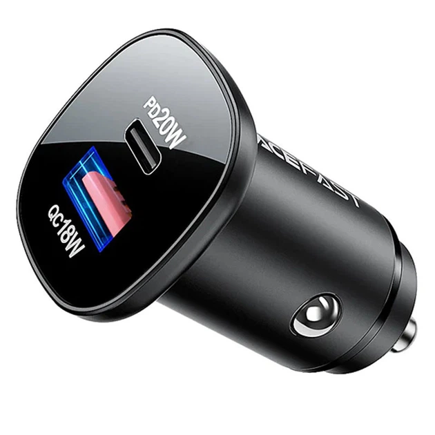 Автомобильное зарядное устройство Acefast B1 mini 38W (USB-C+USB-A) dual-port metal car charger Black - Фото 1 Автомобильное зарядное устройство Acefast B1 mini 38W (USB-C+USB-A) dual-port metal car charger Black - изображение 1