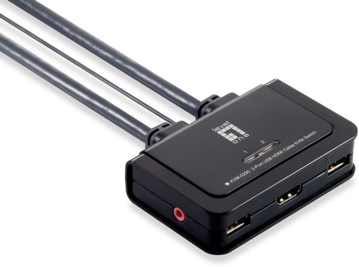 Перемикач Level One KVM-Switch 2 PC - HDMI + USB чорний (KVM-0290) - зображення 1
