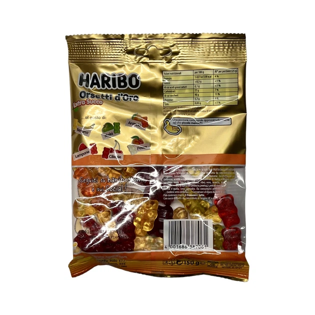 Желейкі Haribo orsetti d`oro extra succo золоті ведмедики з фруктовим екстрактом соку 150г - зображення 2