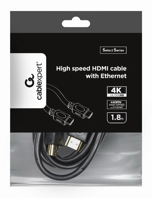 Кабель Cablexpert HDMI - HDMI V 2.0 (M/M), 4K, 1.8 м, чорний (CC-HDMI4L-6) пакет - Фото 4 Кабель Cablexpert HDMI - HDMI V 2.0 (M/M), 4K, 1.8 м, чорний (CC-HDMI4L-6) пакет - зображення 4