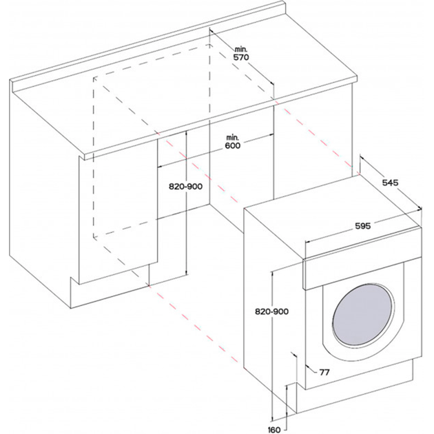Прально-сушильна машина Whirlpool BIWDWG75148UA вбудована фронтальна, 7(5)кг, 1400, A+++, 60см, дисплей, пара, інвертор, білий - зображення 8