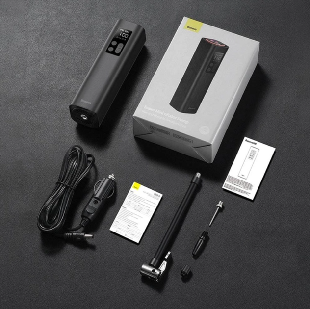 Автокомпрессор Baseus Super Mini Inflator Pump Black, (CRCQ000001) - Фото 3 Автокомпрессор Baseus Super Mini Inflator Pump Black, (CRCQ000001) - изображение 3