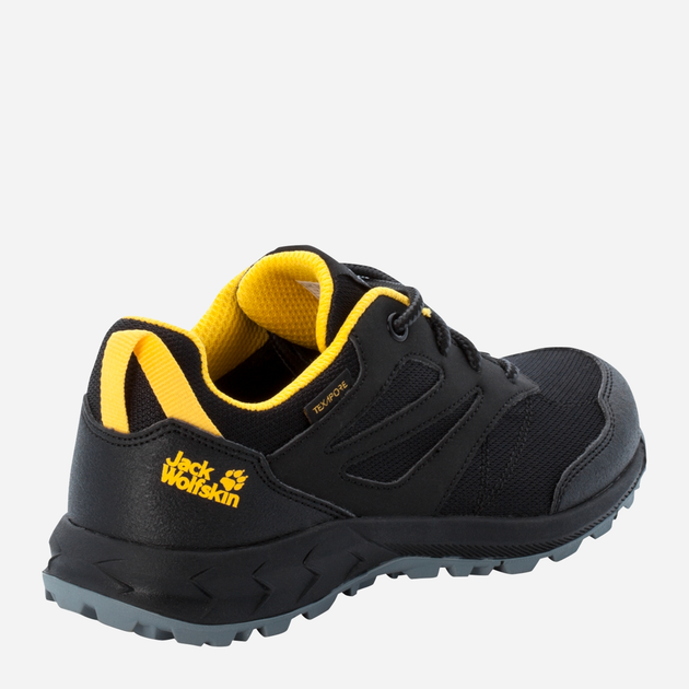 Buty sportowe chłopięce lekkie Jack Wolfskin Woodland Texapore Low K 4042162-6055 26 Czarny/Żółty (4064993186598) - obraz 4