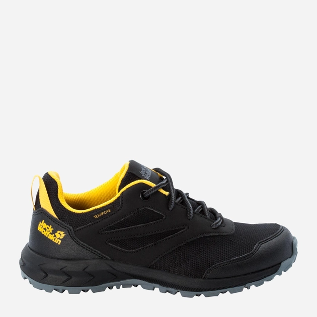 Підліткові кросівки для хлопчика Jack Wolfskin Woodland Texapore Low K 4042162-6055 39 Чорний/Жовтий (4064993186727) - зображення 1