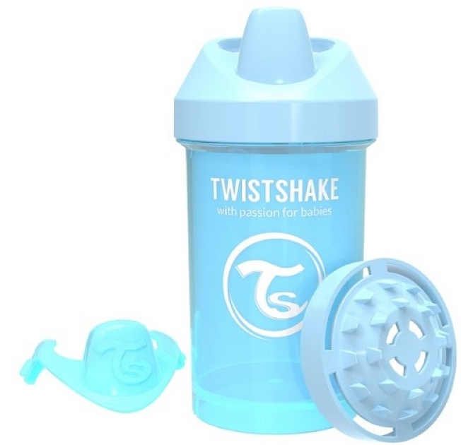 Kubek niekapek Twistshake Crawler Cup Pastel Blue 8 m + z mikserem do owoców 300 ml (7350083122742) - obraz 1