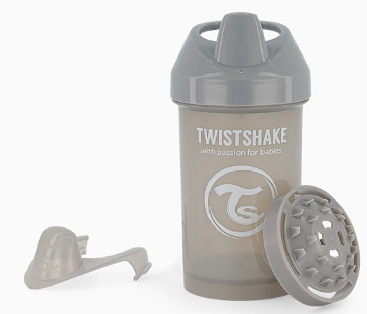 Kubek niekapek Twistshake Crawler Cup Pastel Grey 8 m + z mikserem do owoców 300 ml (7350083122780) - obraz 2