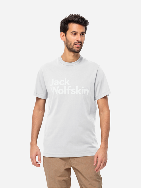 Футболка бавовняна довга чоловіча Jack Wolfskin Essential Logo T M 1809591-5000 L Біла (4064993863116) - зображення 1