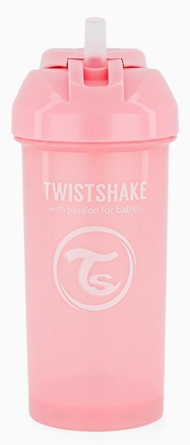 Kubek niekapek Twistshake Straw Cup Pastel Pink 12 m + ze słomką 360 ml (7350083125880) - obraz 1