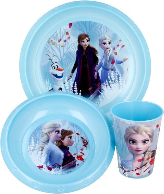 Zestaw naczyń plastikowych Euromic Kids Lunch Set Frozen 3 szt (8412497510009) - obraz 1