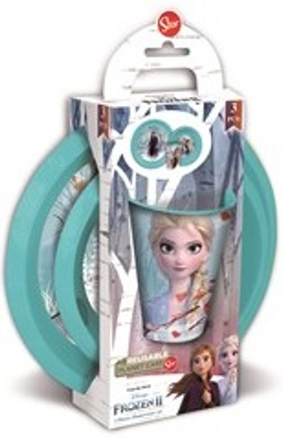 Zestaw naczyń plastikowych Euromic Kids Lunch Set Frozen 3 szt (8412497510009) - obraz 2