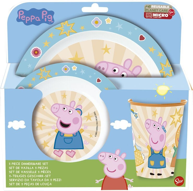Zestaw naczyń plastikowych Euromic Kids Lunch Set Peppa Pig 3 szt (8412497412495) - obraz 2