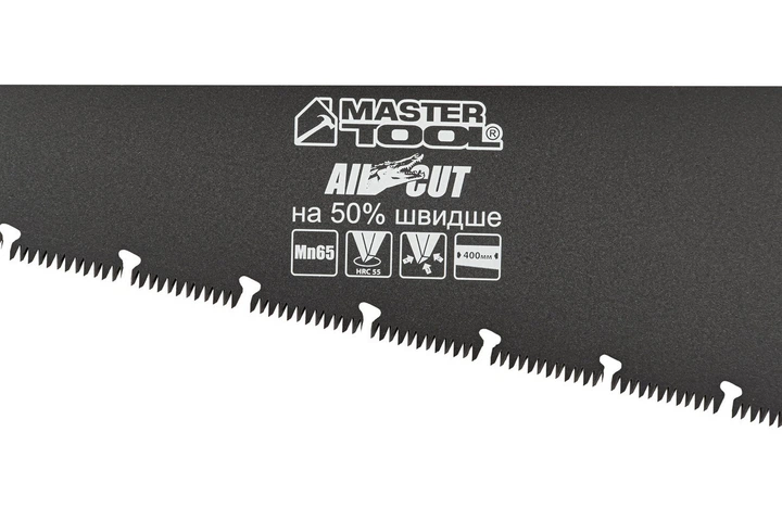 Ножовка столярная 400 мм MASTERTOOL BLACK ALLIGATOR 9TPI MAX CUT закаленный зуб 3D заточка тефлоновое покрытие - изображение 2