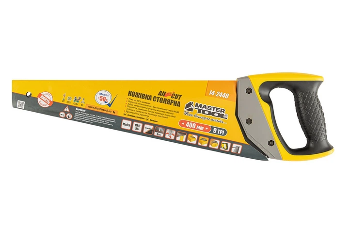 Ножовка столярная 400 мм MASTERTOOL BLACK ALLIGATOR 9TPI MAX CUT закаленный зуб 3D заточка тефлоновое покрытие - изображение 3