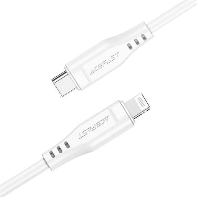Кабель Acefast C3-01 Type-C to iP 3A 30W TPE TPE connectors White (AFC3-01W) - Фото 3 Кабель Acefast C3-01 Type-C to iP 3A 30W TPE TPE connectors White (AFC3-01W) - изображение 3