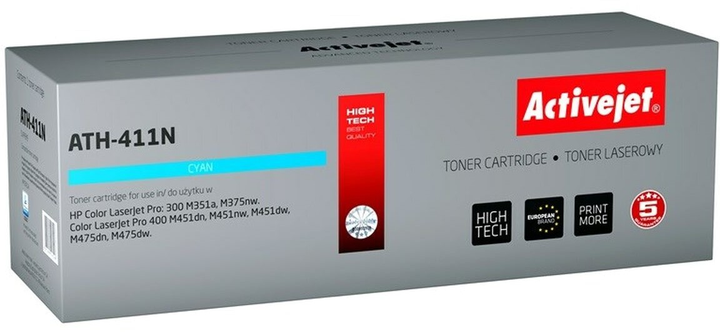 Toner Activejet do HP 305A CE411A Cyan (5901443016298) - obraz 1