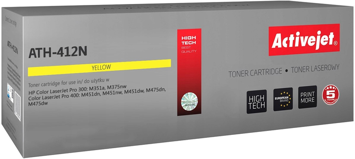 Toner Activejet do HP 305A CE412A Yellow (5901443016304) - obraz 1