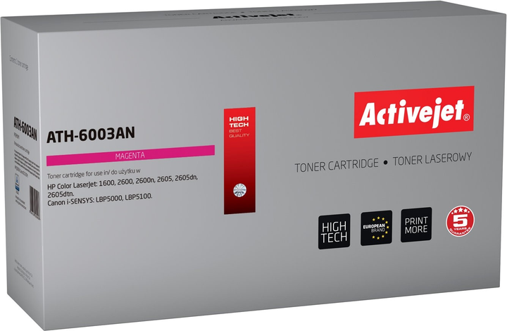 Toner Activejet do HP 124A Q6003A Canon CRG-707M Magenta (5904356289988) - obraz 1