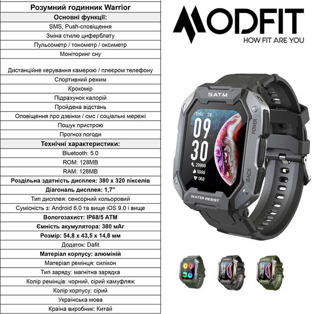 Наручний годинник Warrior Modfit Army Green - зображення 2