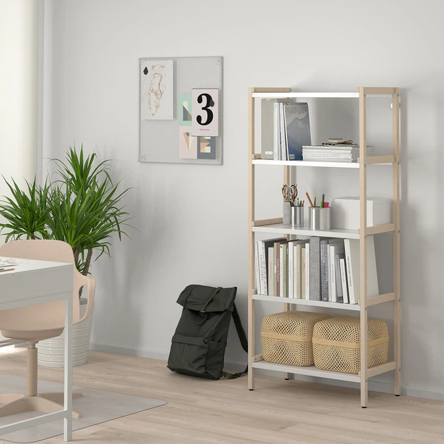 Відкрита шафа для книг IKEA EKENABBEN, осика, білий, 70х34х154 см, 804.878.13 - изображение 3