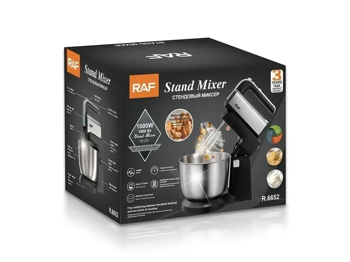 Стационарный миксер ручной на кухню RAF R6652 3.5L 1000W Turbo