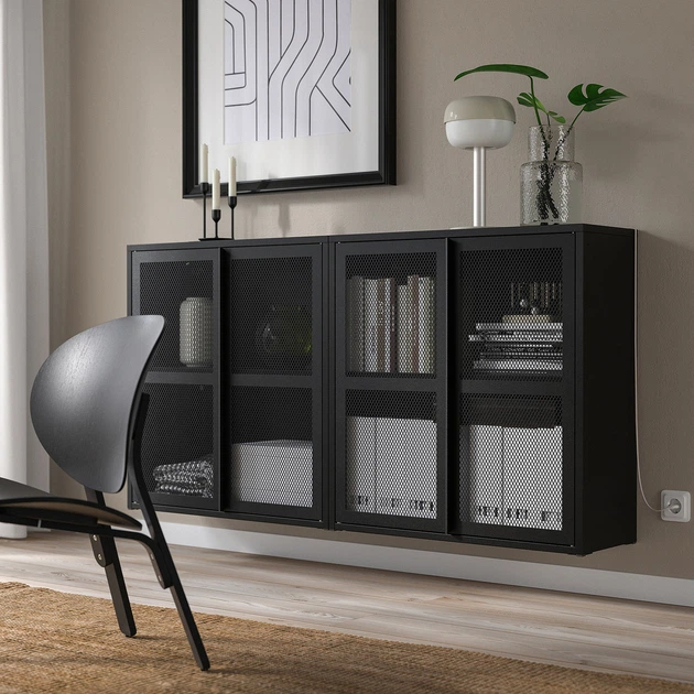 Шафа IKEA ІВАР, Двері, чорна сітка, 160x30x83 см, 995.081.08 - зображення 3