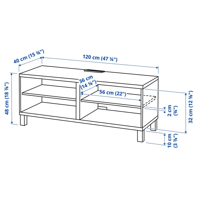 Тумба под ТВ IKEA БЕСТО, имитация беленого дуба, 120x40x48 см, 090.612.30 - изображение 6