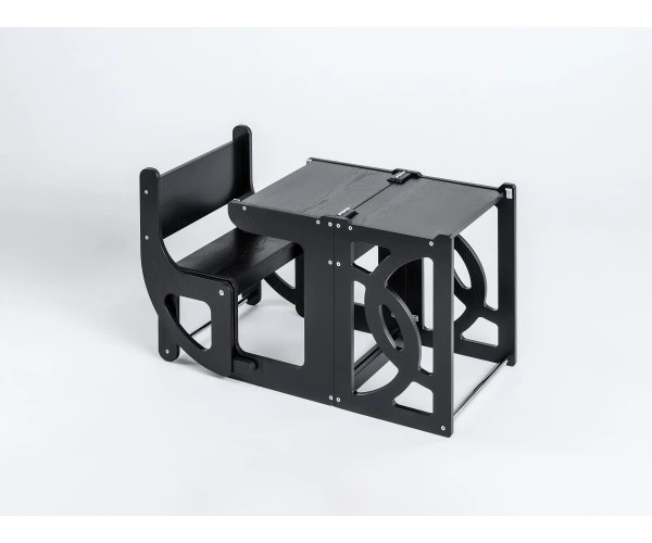 Башня Монтессори 2 в1 Башня помощника - столик и стульчик Tarwus Comfort Black - изображение 2
