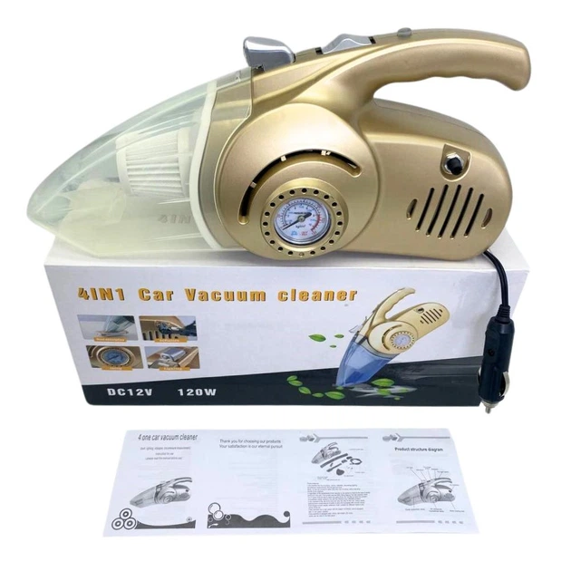 Автомобільний пилосос з компресором 4в1 Vacuum Cleaner компактний з манометром насадками та підсвічуванням - зображення 3