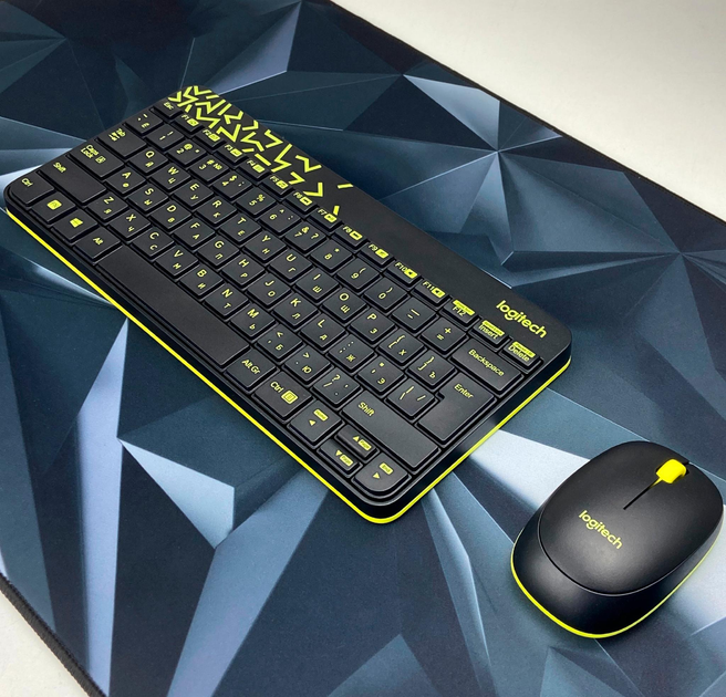 Комплект беспроводной Logitech MK240 Wireless, Black/Chartreuse Yellow ...
