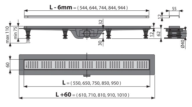 Трап для душу лінійний AlcaPlast APZ10-650M 65см SS/мат - изображение 7