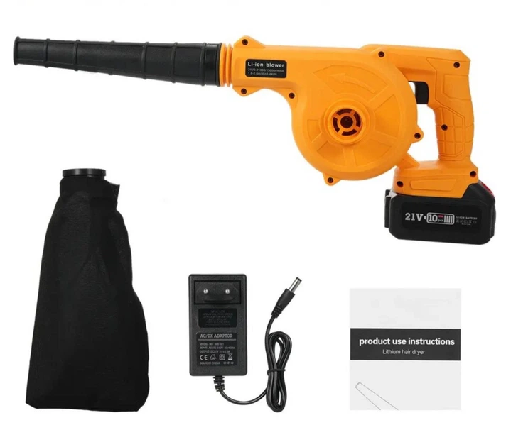 Повітродувка-пилосос 2в1 акумуляторна 24V/1300мАч садовий пилосос для очищення саду та будинку Жовтий - зображення 6