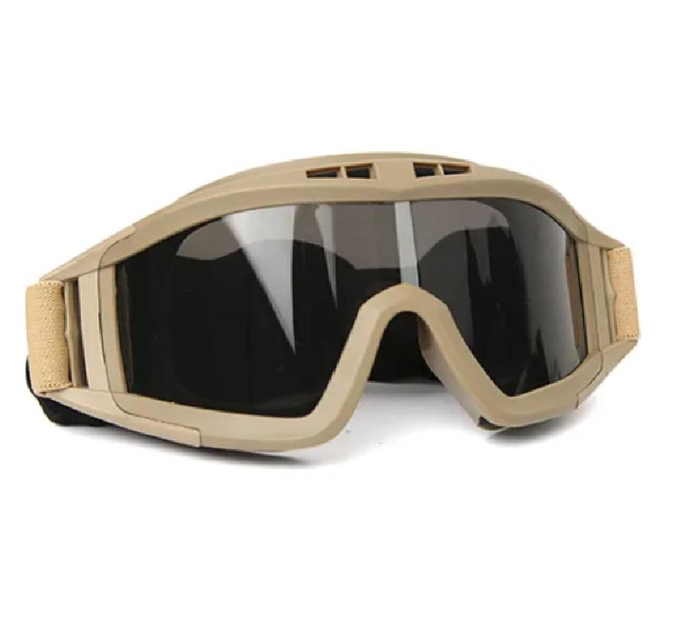 Защитные очки для страйкбола с 3-мя линзами от ветра и пыли Yellow - изображение 1