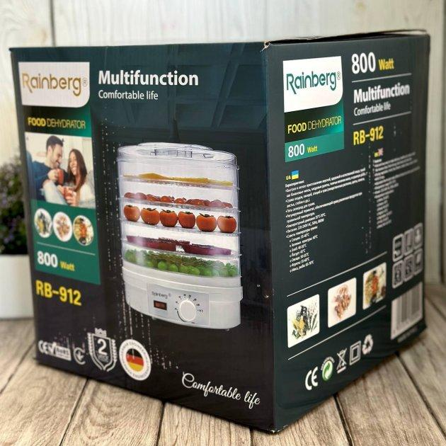 Сушилка Дегидратор для Овощей и Фруктов Rainberg RB-912 800W Универсальная для Всех Продуктов - изображение 7