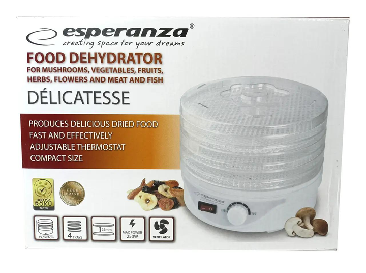 Сушилка для овощей, фруктов, мяса, пастилы, грибов Esperanza EKD003, Дегидратор для сушки продуктов , Электросушилка - изображение 8