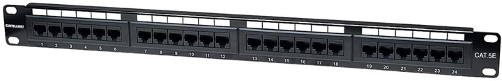 Патч-панель Intellinet 19" 1U kat.5e 24xRJ45 для серверної шафи/стійки (766623513555) - зображення 1