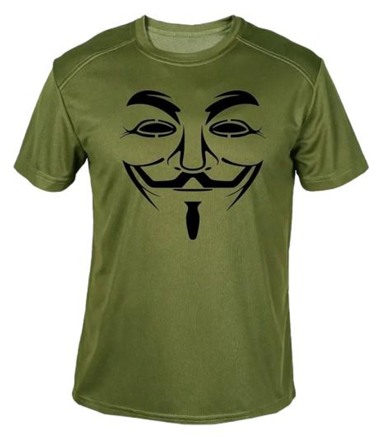Футболка потоотводящая военная ВСУ с принтом "Лицо анонимуса" в оливе L - изображение 1