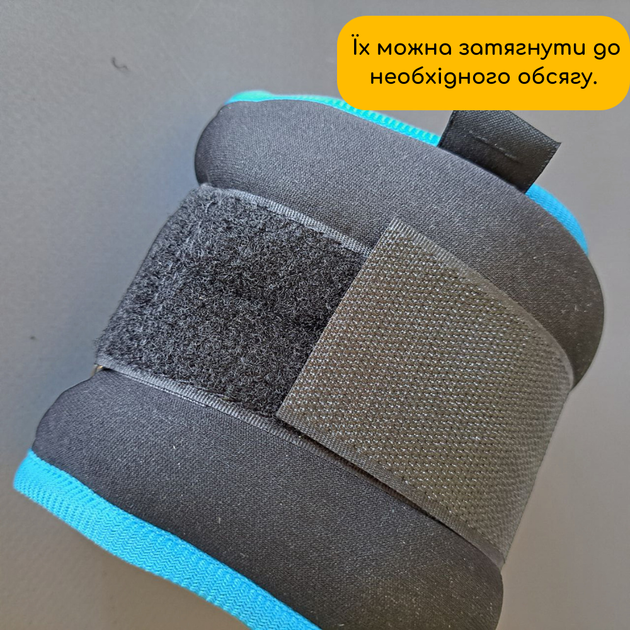 Манжеты утяжелители грузики для рук и ног 2 шт по 2 кг утяжелители для тренировок фитнеса бега черный-синий АН132-4 - изображение 2