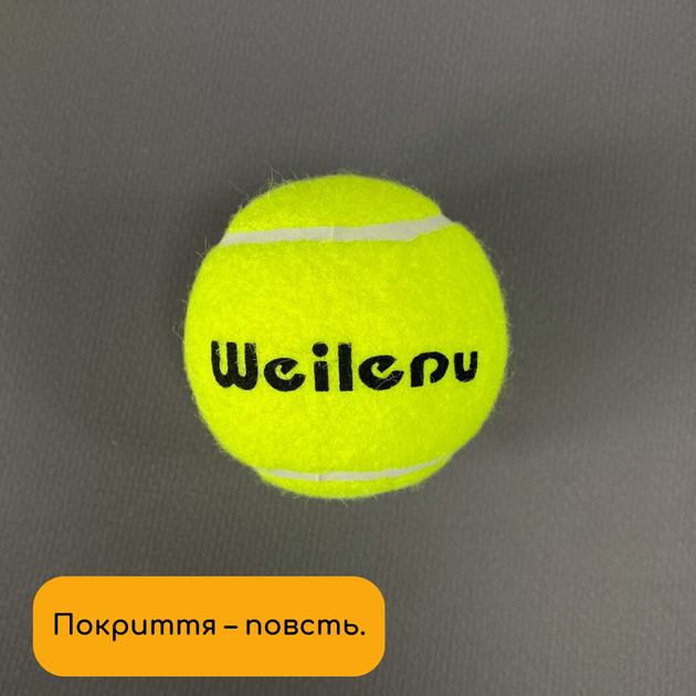 Набор теннисные мячи для большого тенниса 12 шт. салатовые мячи для тенниса большого Weilepu АН91-12 - Фото 5 Набор теннисные мячи для большого тенниса 12 шт. салатовые мячи для тенниса большого Weilepu АН91-12 - изображение 5