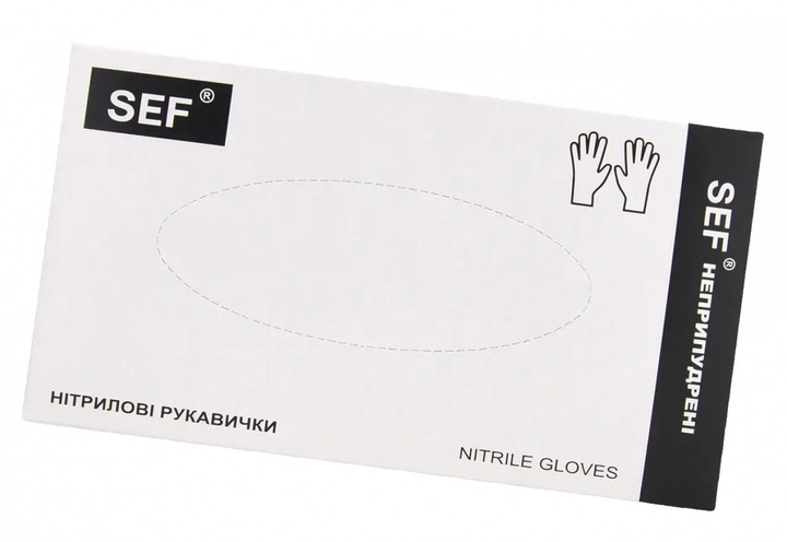 Перчатки нітрилові SEF упаковка – 50 пар. розмір S (без пудрі). щільність 5 г. чорні - зображення 1
